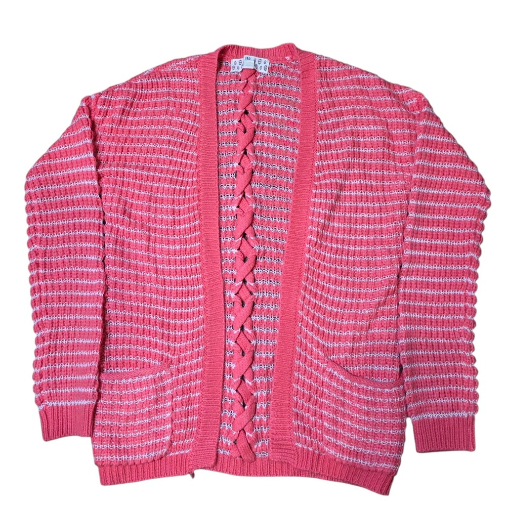 Pink Republic Girls Coral Knit Open Front Cardigan Sweater Kids Size S 7/8‎